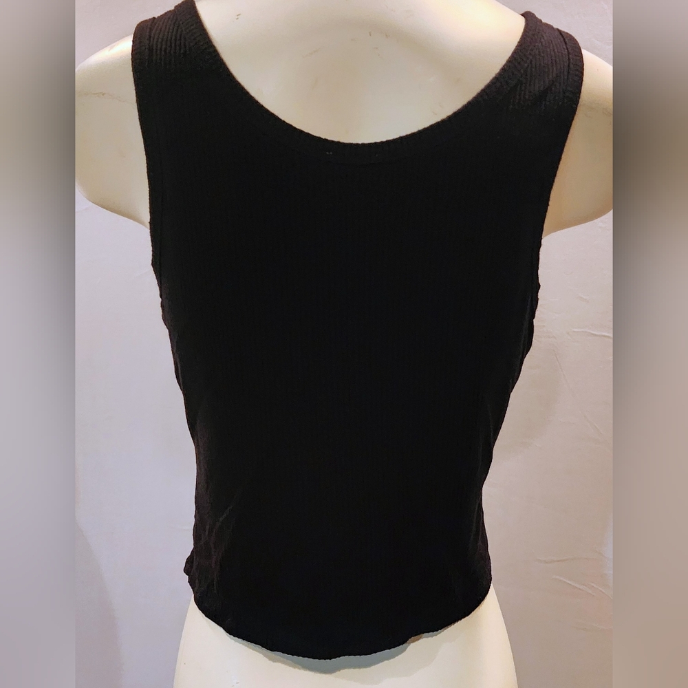 Garage Black Button-Down Ribbed Tank Top - Picture 6 of 9
